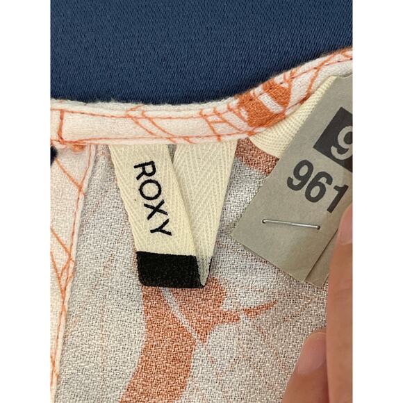 Roxy Long Sleeve Surplice Neckline Romper Peach/White Size M Pre-owned - Picture 3 of 12